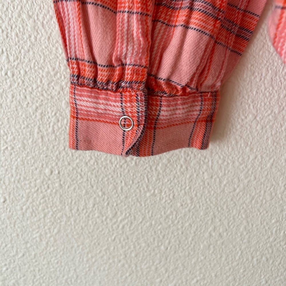 GAP Plaid Ruffle-Neck Blouse M - Picture 5 of 7